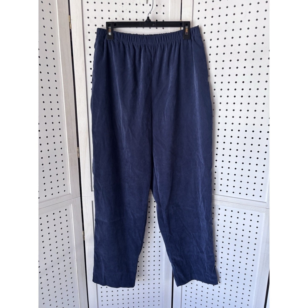 Susan Graver Style Women's Pants Size Lg‎ Navy Blue Stretch Pull On High Rise